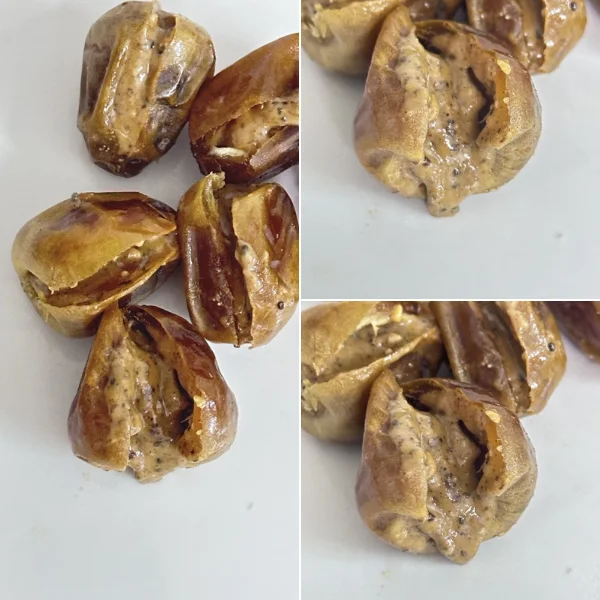 date with a generous amount of peanut butter