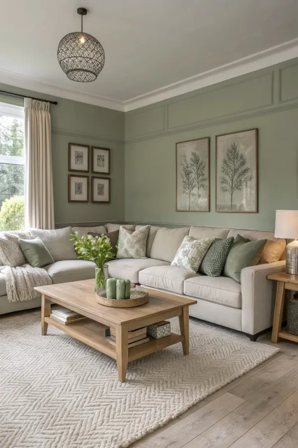 Living room with nature-inspired color palette.